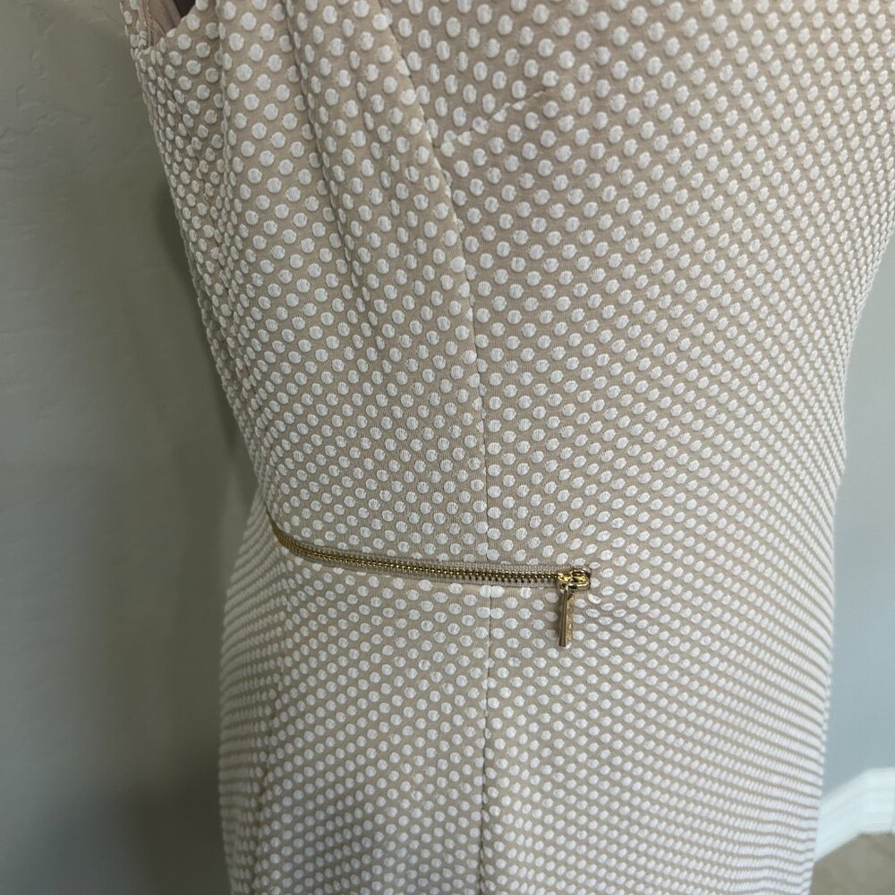 Calvin Klein Women's Sleeveless Sheath Dress in Tan and White, Size 10